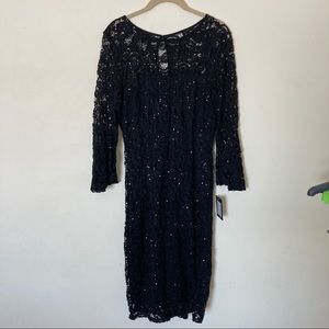 Marina Black Sequenced Dress Size 10 NWT